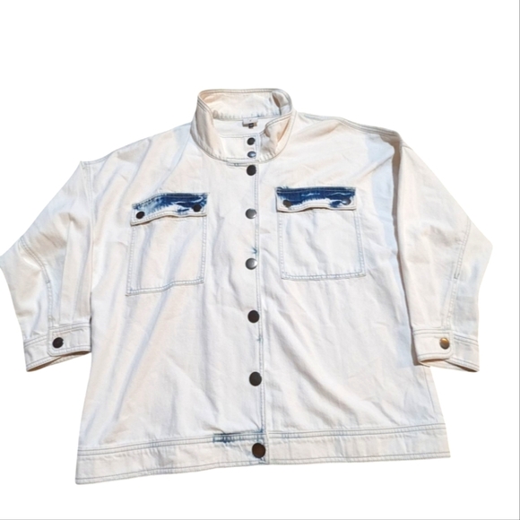 Cabi Bleached Drew Jacket Medium Style 5853 Denim Shacket - Picture 1 of 8
